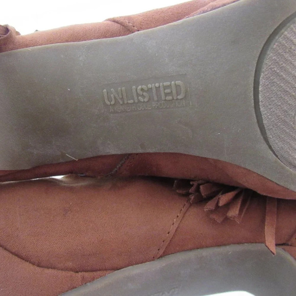 UNLISTED by Kenneth Cole Film Star Tassel Heel Ankle Booties Shoes Size 9 Wide - Picture 10 of 14